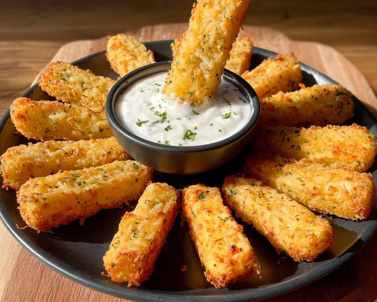 Crispy Potato Cheese Sticks served with garlic yogurt sauce