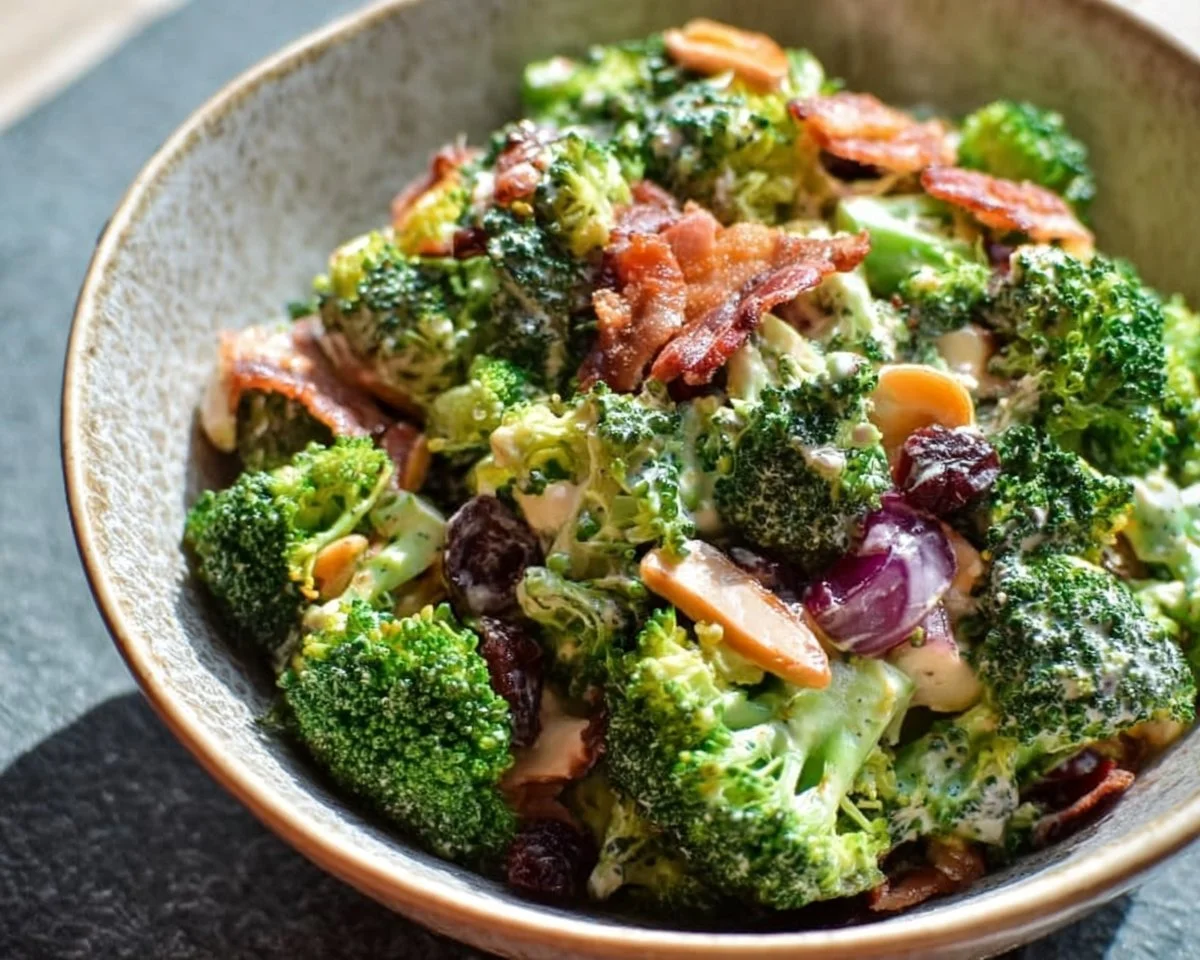 Simple Keto Broccoli Salad with fresh ingredients for a healthy side dish