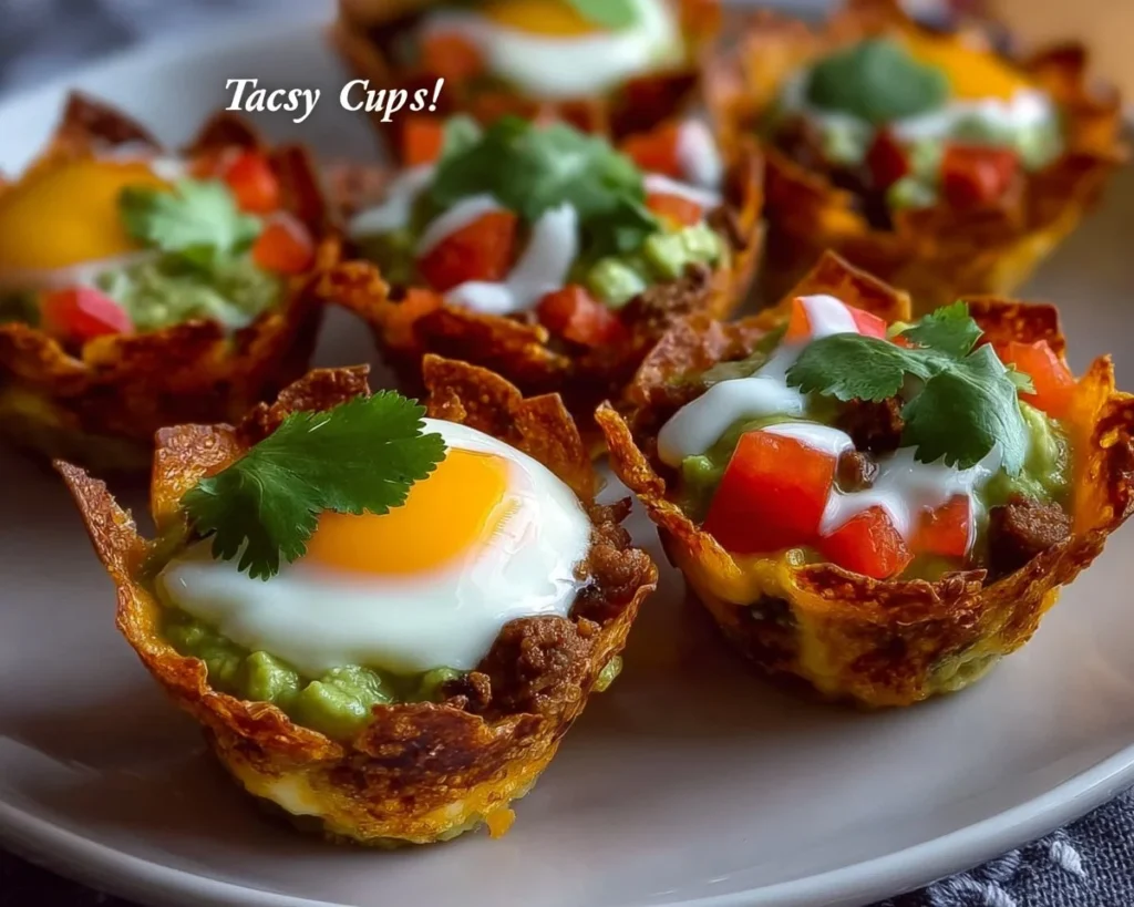 Delicious taco cups filled with savory ingredients