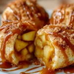 Delicious caramel apple pie bombs served on a plate