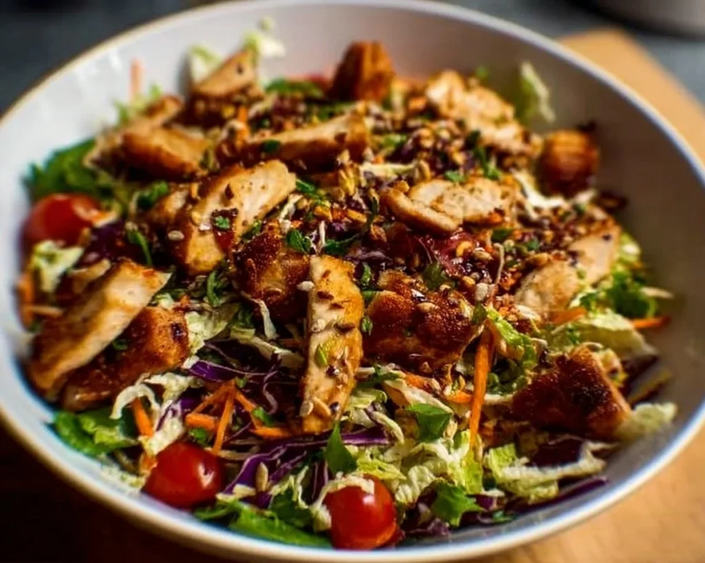 Fresh Asian Chicken Salad with colorful vegetables and a crunchy texture