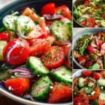 Colorful summer salad with fresh vegetables and fruits
