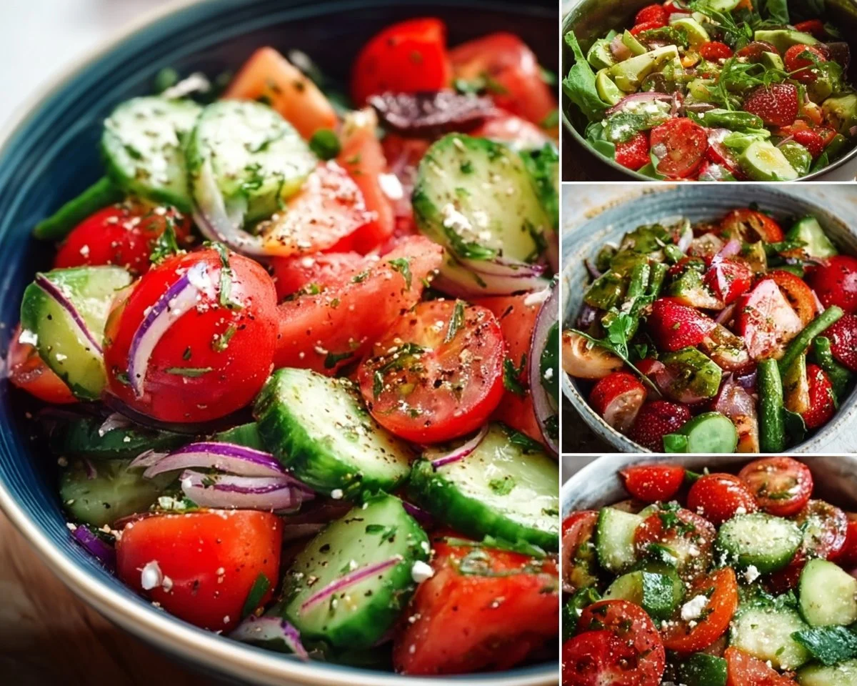 Colorful summer salad with fresh vegetables and fruits