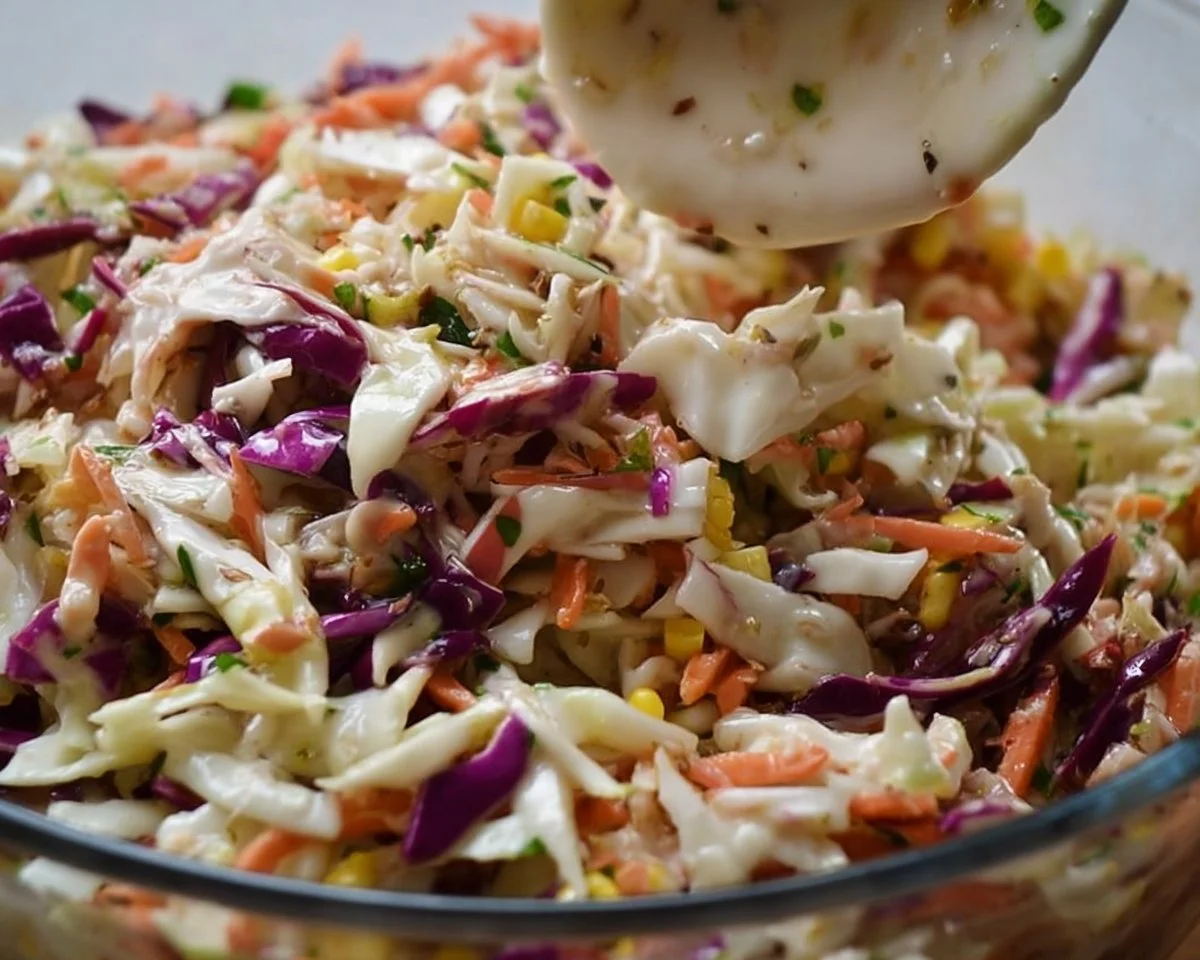 Bold flavor-packed coleslaw served in a bowl with fresh ingredients