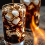 A refreshing Campfire Cola Dirty Soda served in a rustic glass.
