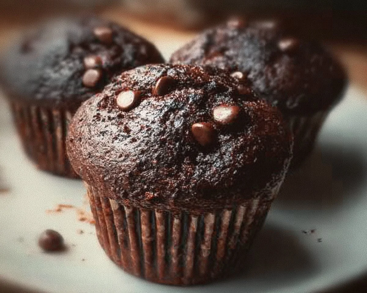 Delicious Chocolate Spinach Muffins with rich chocolate flavor and vibrant green spinach