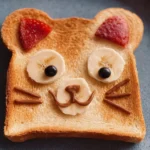 Cute animal face toast with colorful toppings for a fun breakfast.