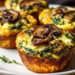 Delicious spinach mushroom quiche muffins served on a plate