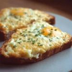Delicious Egg and Cheese Toasts served on a wooden board