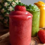 Delicious healthy smoothies for weight loss in colorful glasses