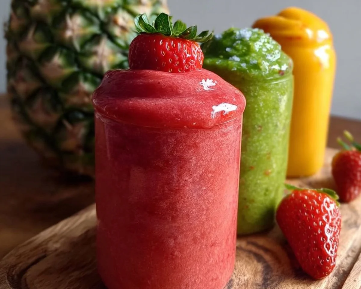 Delicious healthy smoothies for weight loss in colorful glasses