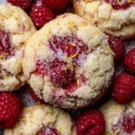 Plate of delicious homemade Lemon Raspberry Cookies with fresh berries