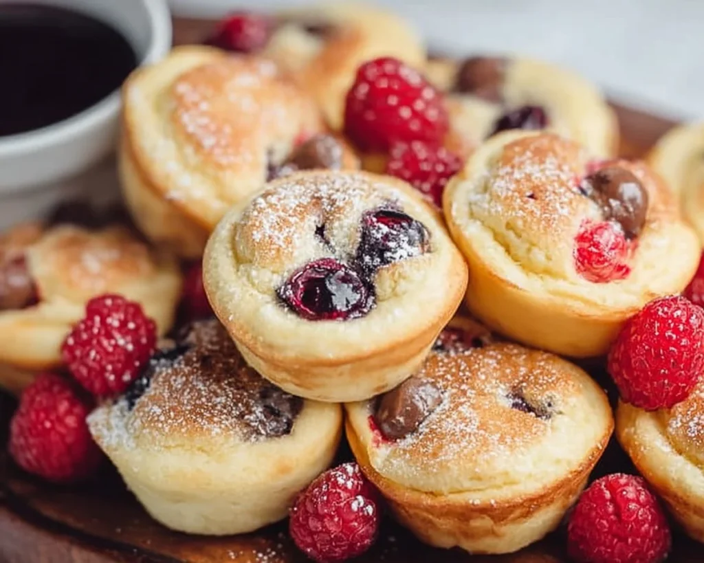 Mini pancake muffins in a baking tray ready to be served