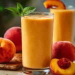 Delicious peach smoothie made with frozen peaches for a refreshing drink