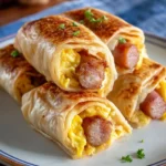 Delicious sausage egg breakfast roll-ups ready for a quick morning meal