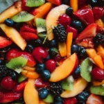 Colorful summer fruit salad featuring seasonal fruits in a bowl