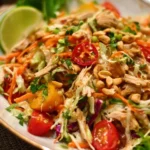 Delicious Thai Chicken Salad with fresh vegetables and zesty dressing