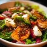 A colorful bowl of the best salad with fresh vegetables and toppings