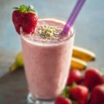 Colorful tropical fruit smoothie in a glass, made with fresh fruits