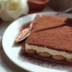 Delicious authentic Italian Tiramisu dessert on a plate