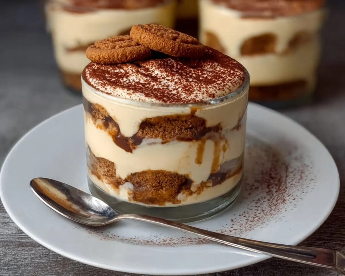 Delicious Biscoff Tiramisu dessert with creamy layers and crunchy cookie topping