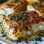 Plated baked cod with herbs and lemon for a healthy seafood dinner