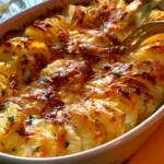 Delicious cheesy easy scalloped potatoes baked to perfection