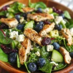 Chicken Blueberry Feta Salad with fresh ingredients and vibrant colors