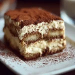 Classic tiramisu dessert with layers of coffee-soaked ladyfingers and mascarpone cream
