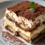 Classic tiramisu dessert with coffee and layers of mascarpone cheese