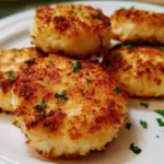 Delicious homemade crab cakes served with lemon and herbs