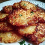 Delicious crispy German potato pancakes served on a plate