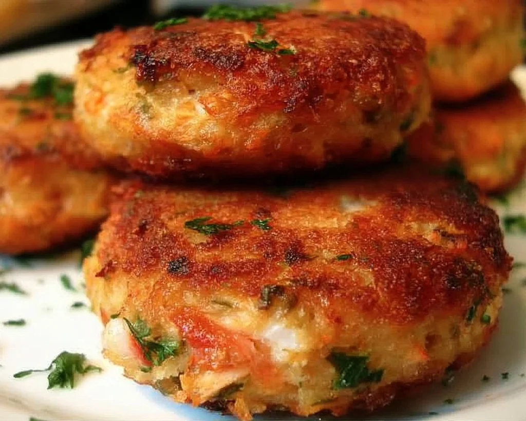 Crispy Southern salmon croquettes served with dipping sauce on a plate.