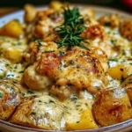 Crockpot Garlic Parmesan Chicken with Potatoes ready to serve