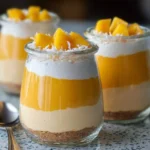 Delicious Mango Coconut Cheesecake Jars with tropical flavors and creamy texture