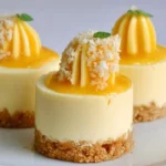 No-bake mini mango cheesecakes topped with fresh mango slices