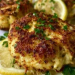 Plate of delicious Old Bay crab cakes served with dipping sauce