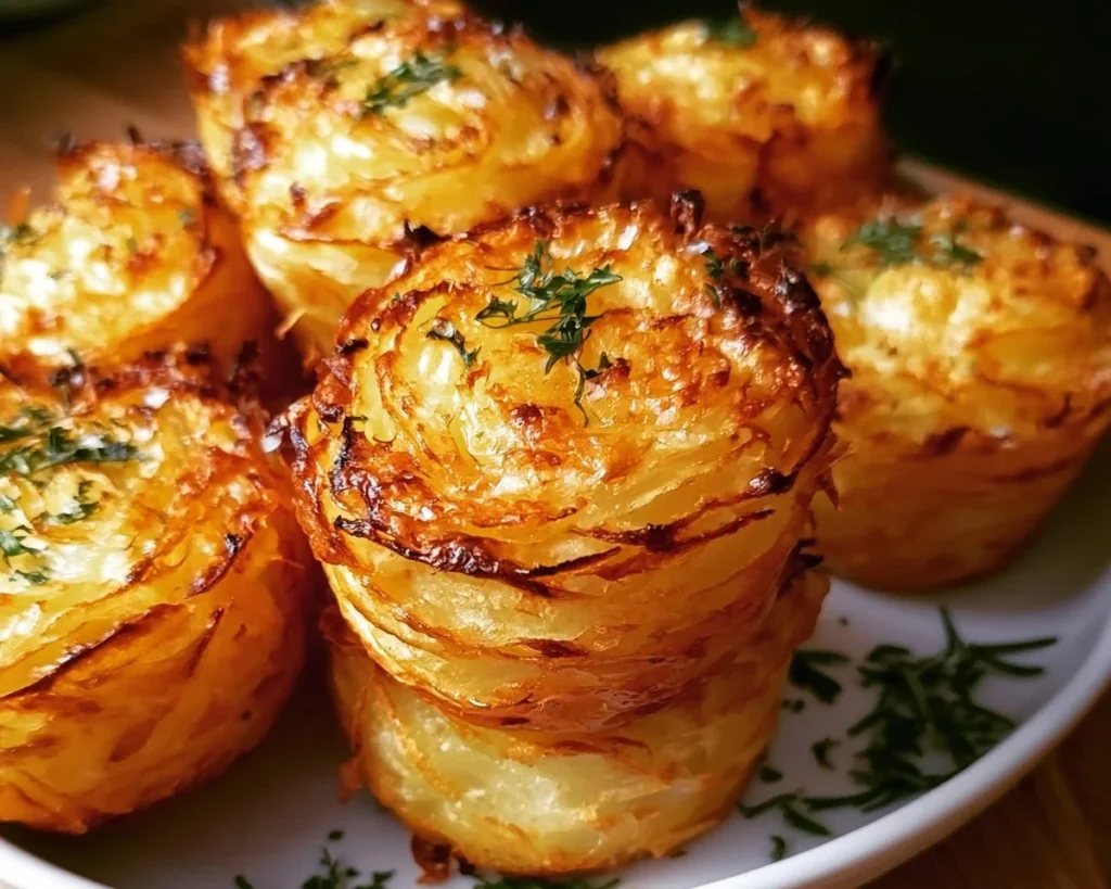 Savory Parmesan Rosemary Potato Muffins baked to golden perfection