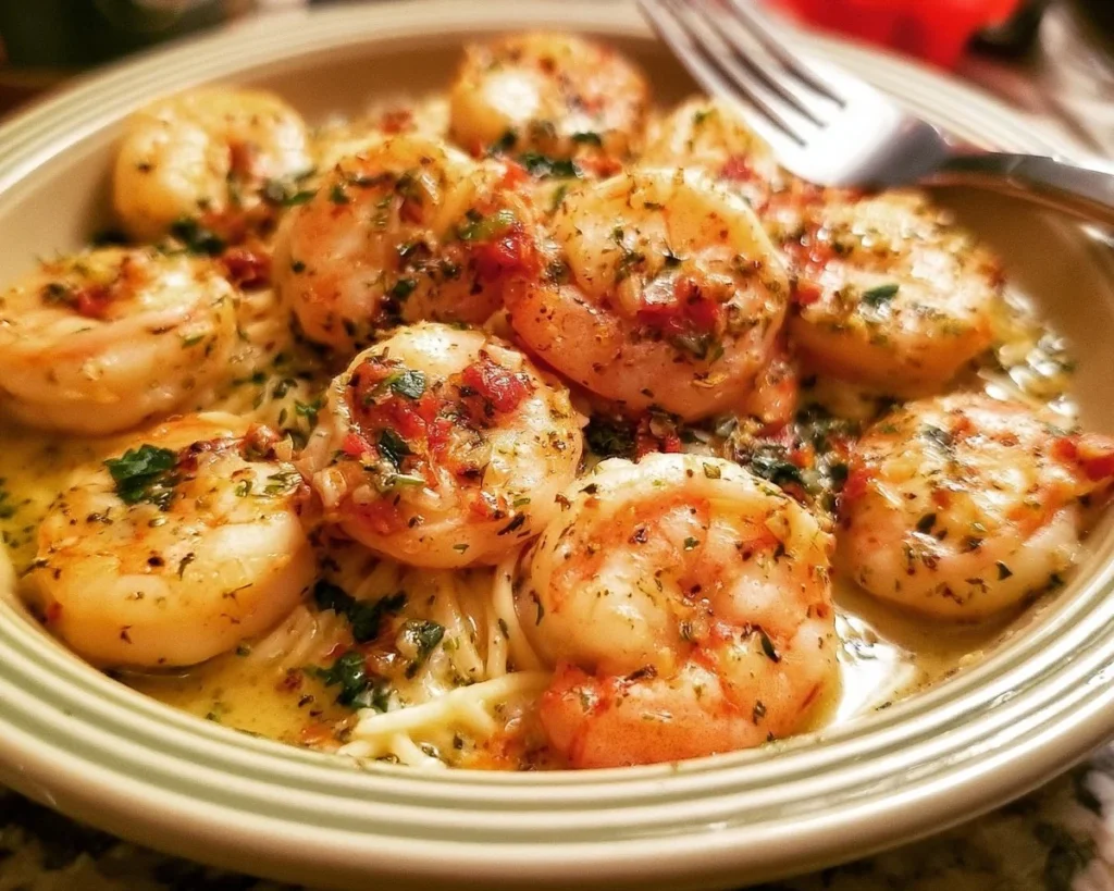 Delicious Red Lobster shrimp scampi with garlic and butter sauce
