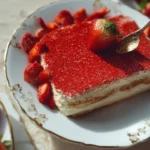 Delicious strawberry tiramisu with layers of mascarpone and strawberries