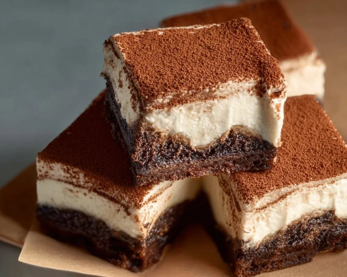 Delicious tiramisu brownies with chocolate and coffee flavor