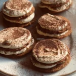 Delicious homemade tiramisu cookies garnished with cocoa and mascarpone cream
