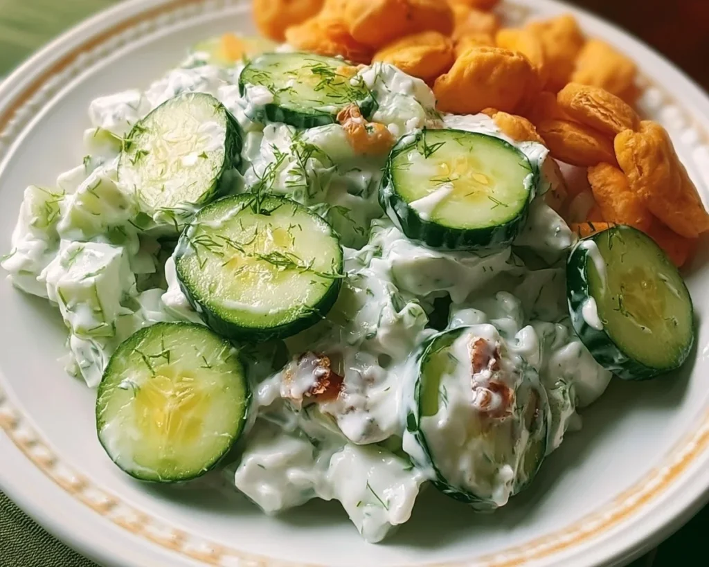 Cucumber Ranch Crack Salad with fresh cucumbers in ranch dressing