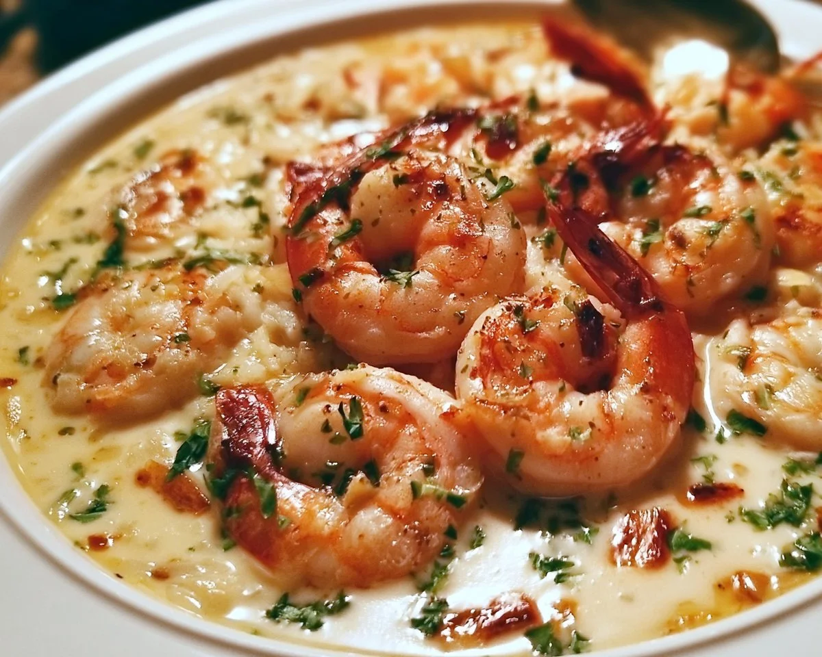 Delicious garlic shrimp cooked in creamy coconut milk with fresh herbs