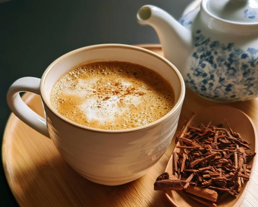 Delicious Hojicha Latte served in a beautiful cup, showcasing its rich color and texture.