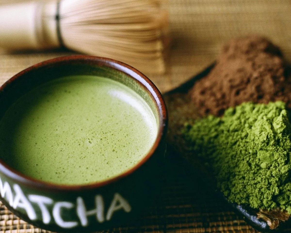 Japanese green tea varieties showcased in a vibrant showdown photo.