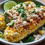 Delicious Mexican street corn with cheese, lime, and spices served on a cob