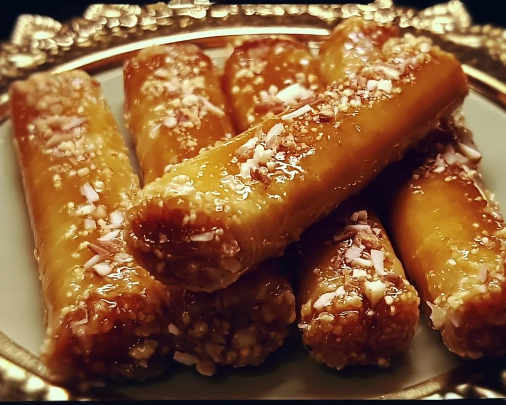 Moroccan Honey Almond Cigars: Sweet honey and almonds wrapped in a delicate pastry.