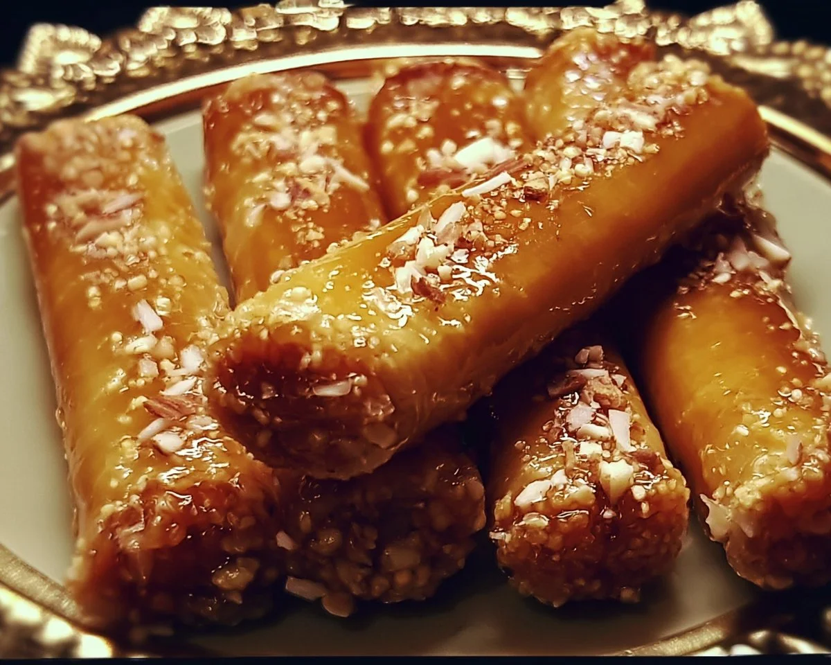 Moroccan Honey Almond Cigars: Sweet honey and almonds wrapped in a delicate pastry.