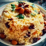 A fragrant bowl of Moroccan Rice Pilaf with spices and nuts.